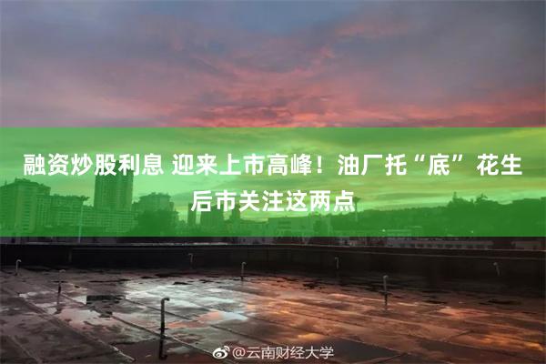 融资炒股利息 迎来上市高峰！油厂托“底” 花生后市关注这两点