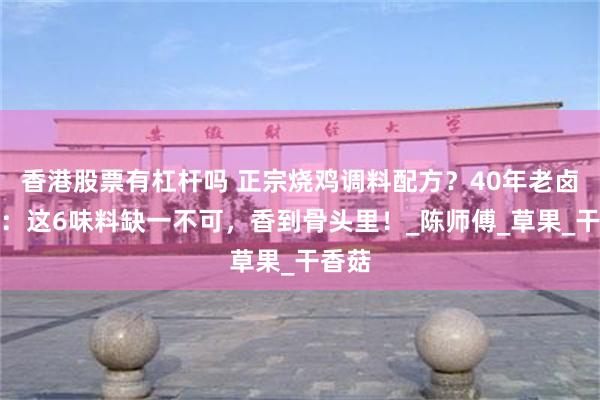 香港股票有杠杆吗 正宗烧鸡调料配方？40年老卤师傅：这6味料缺一不可，香到骨头里！_陈师傅_草果_干香菇