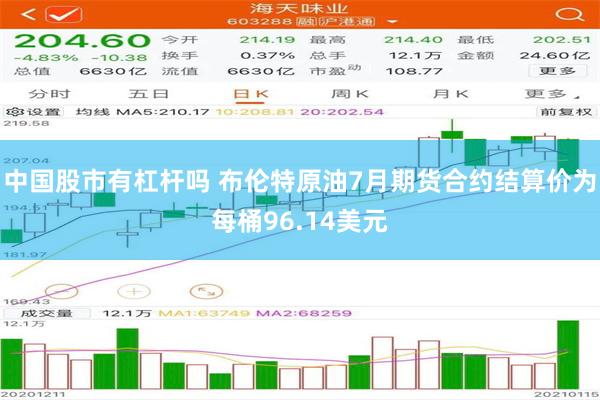 中国股市有杠杆吗 布伦特原油7月期货合约结算价为每桶96.14美元