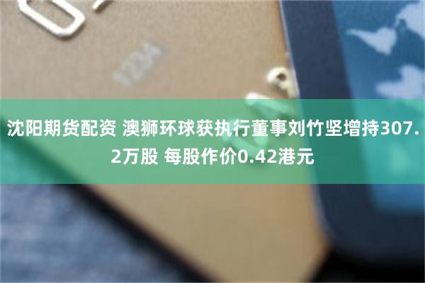 沈阳期货配资 澳狮环球获执行董事刘竹坚增持307.2万股 每股作价0.42港元