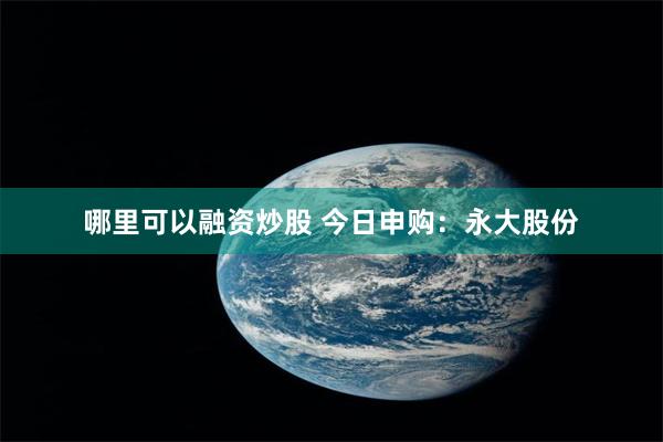 哪里可以融资炒股 今日申购：永大股份