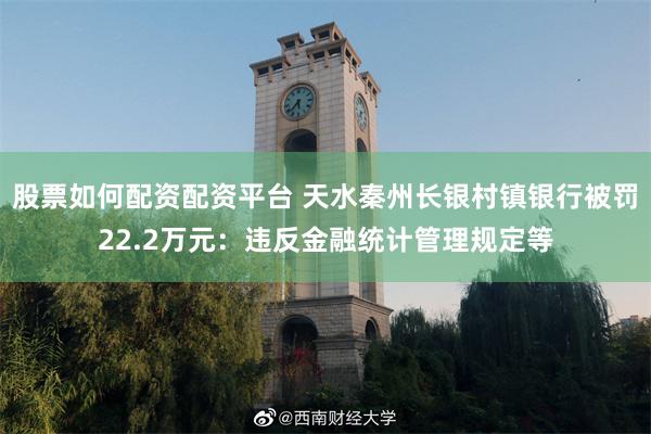 股票如何配资配资平台 天水秦州长银村镇银行被罚22.2万元:违反金融统计管理规定等