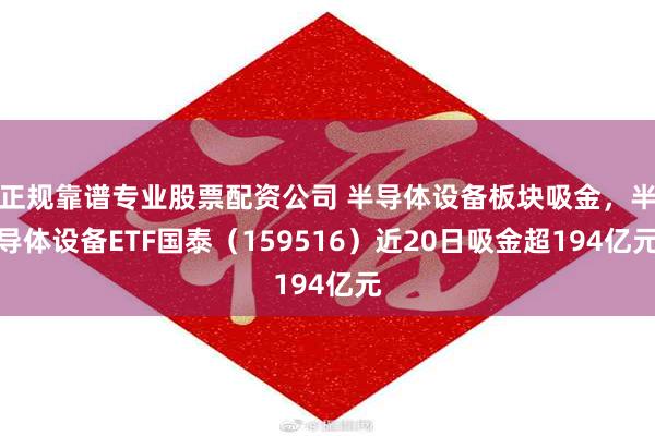 正规靠谱专业股票配资公司 半导体设备板块吸金，半导体设备ETF国泰（159516）近20日吸金超194亿元