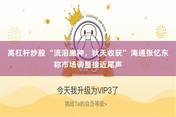 高杠杆炒股 “流泪撒种，秋天收获” 海通张忆东称市场调整接近尾声