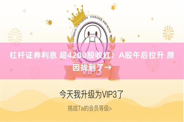 杠杆证券利息 超4200股收红!A股午后拉升 原因找到了→