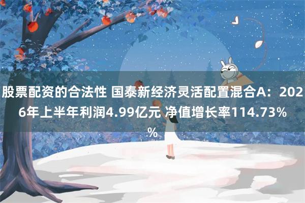 股票配资的合法性 国泰新经济灵活配置混合A：2026年上半年利润4.99亿元 净值增长率114.73%